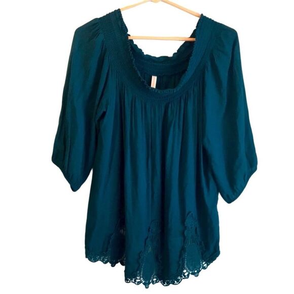 Xhilaration Teal On/Off Shoulder Blouse. Size X-Large. - Picture 2 of 11